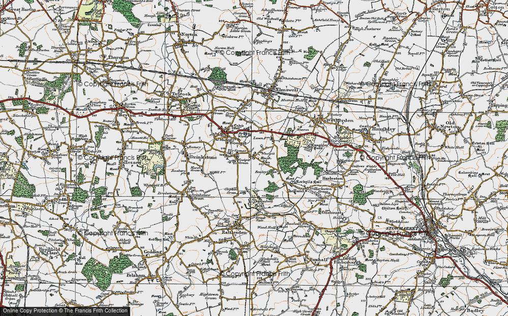 Old Map of Woolpit Heath, 1921 in 1921