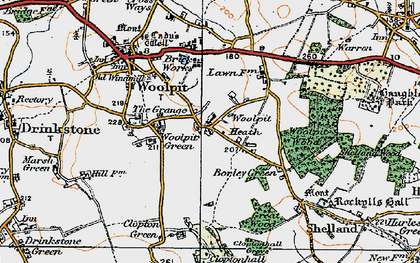 Old map of Woolpit Heath in 1921