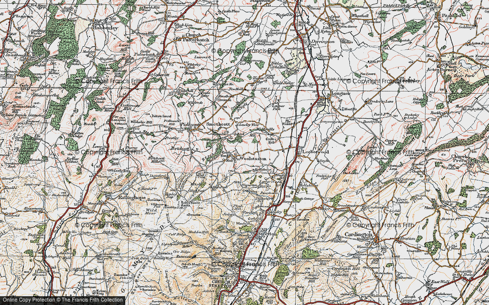 Old Map of Woolstaston, 1921 in 1921