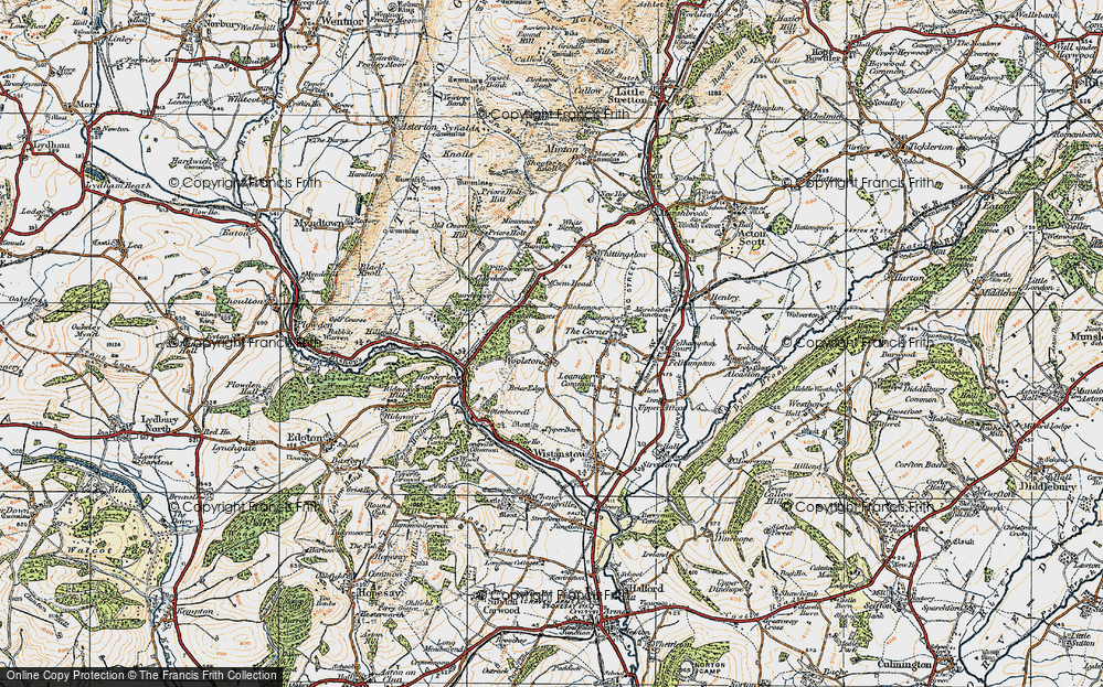Old Map of Historic Map covering Brokenstones in 1920