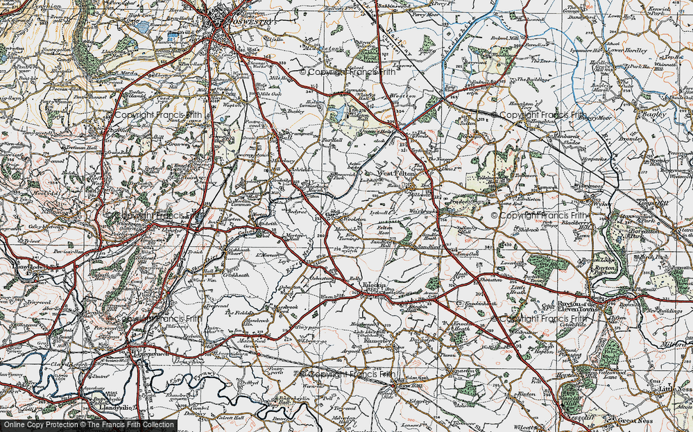 Old Map of Historic Map covering Bryn-y-wystyn in 1921