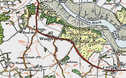 Old map of Woolverstone in 1921