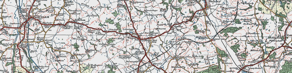 Old map of Woore in 1921