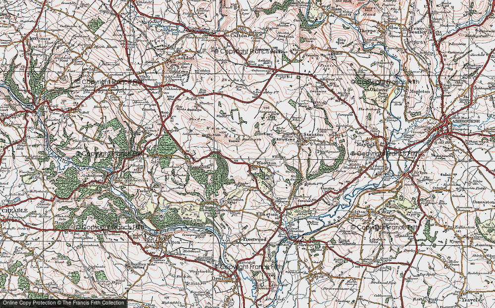Old Map of Historic Map covering Wildhay in 1921