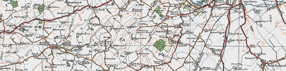 Old map of Wootton Bourne End in 1919