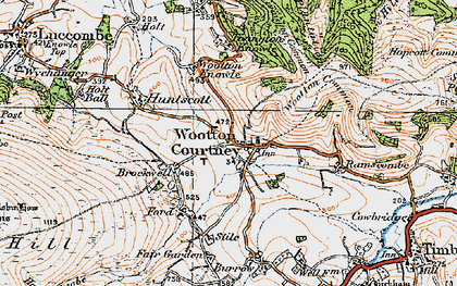 Old map of Wootton Courtenay in 1919