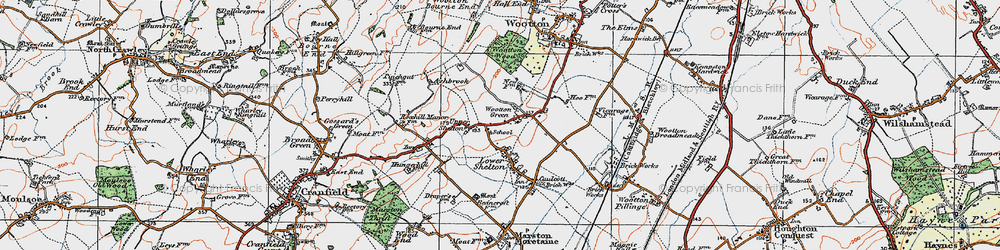 Old map of Wootton Green in 1919