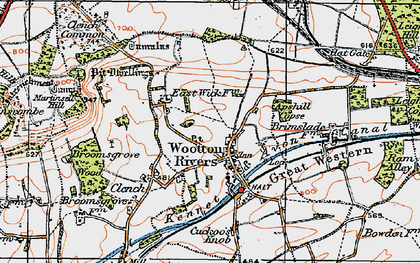 Old map of Wootton Rivers in 1919