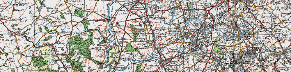 Old map of Wordsley in 1921