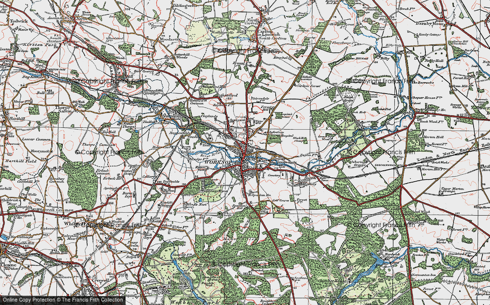 Old Map of Worksop, 1923 in 1923