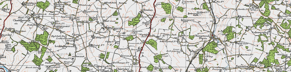 Old map of Beedon Common in 1919