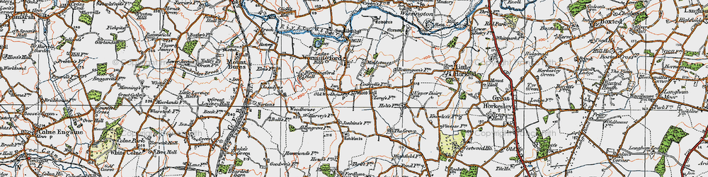 Old map of Wormingford in 1921