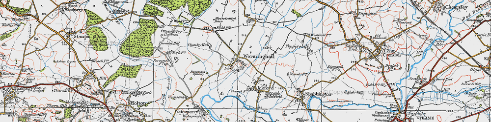 Old map of Worminghall in 1919