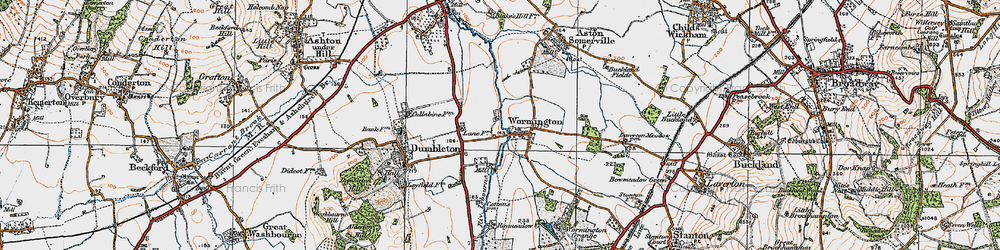Old map of Wormington in 1919