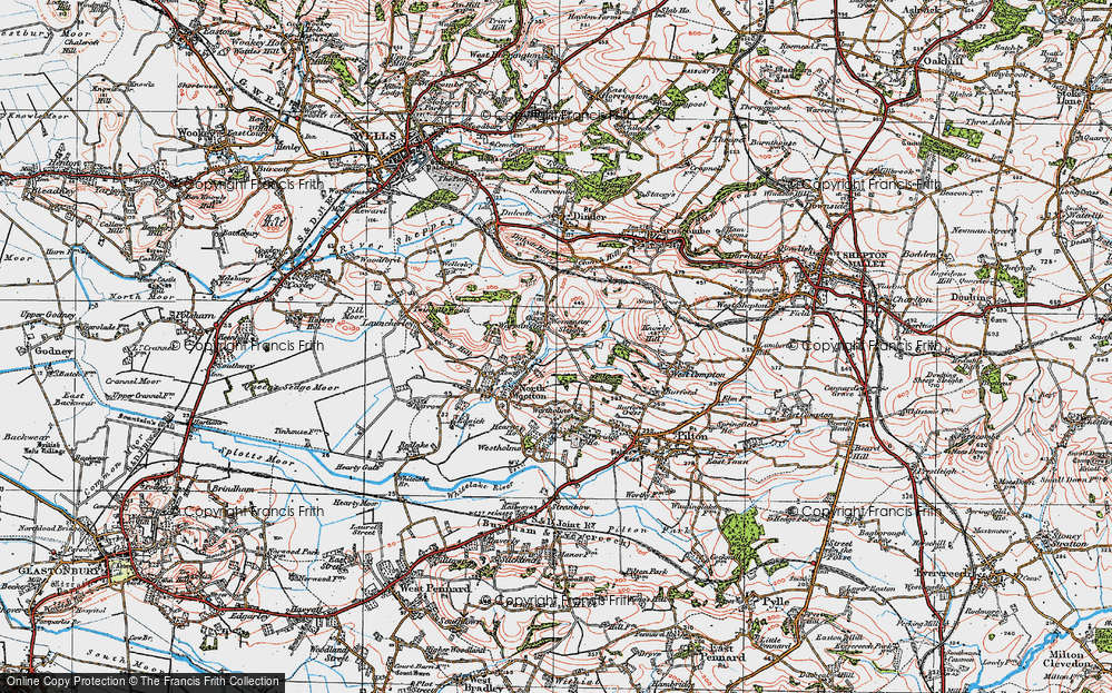 Old Map of Historic Map covering Worminster Sleight in 1919