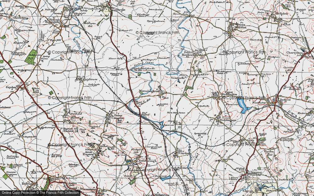 Old Map of Historic Map covering Wormleighton Village in 1919