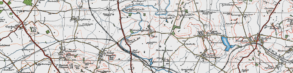 Old map of Wormleighton in 1919