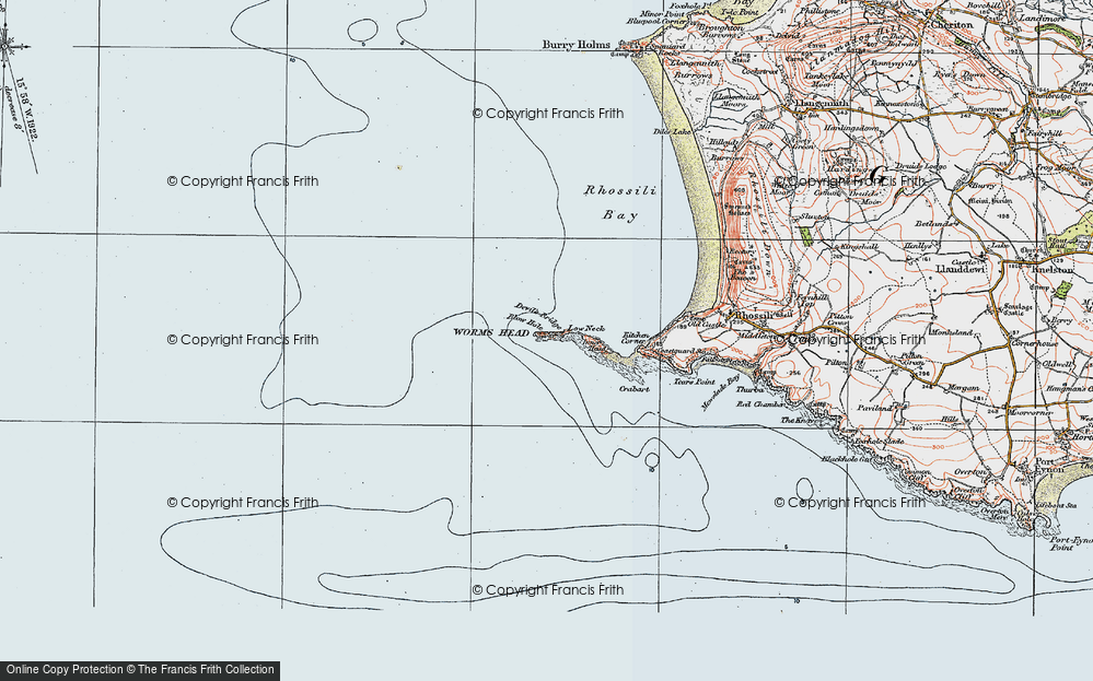 Old Map of Historic Map covering Blow Hole in 1923