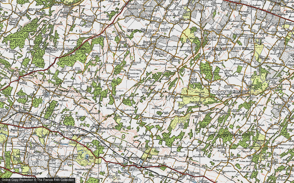 Old Map of Wormshill, 1921 in 1921