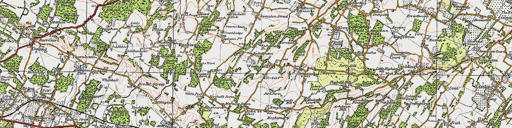 Old map of Wormshill in 1921