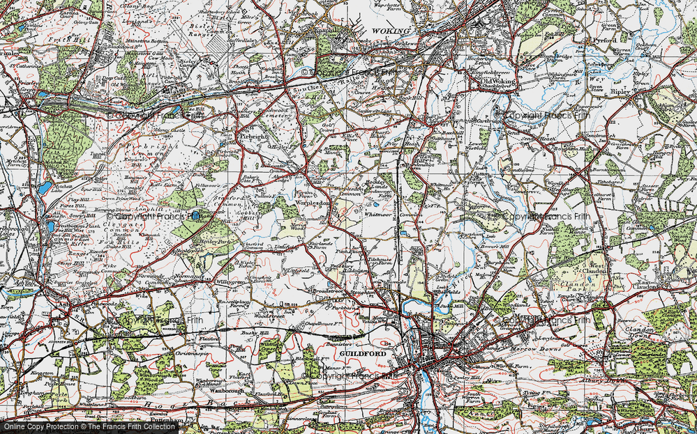 Old Map of Historic Map covering Whitmoor Common in 1920