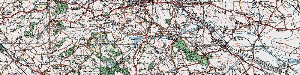 Old map of Worsbrough in 1924