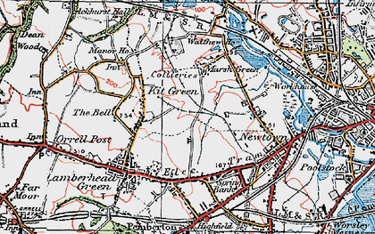 Old map of Worsley Hall in 1924