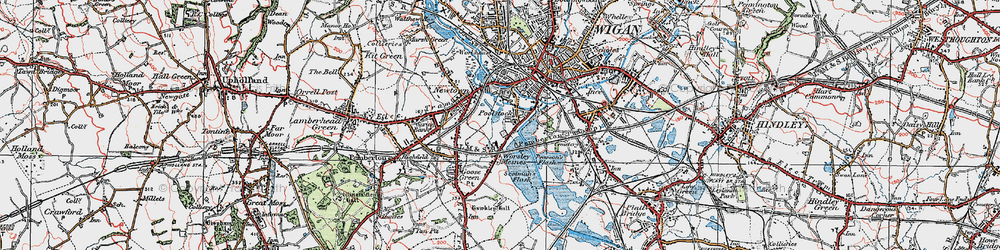Old map of Worsley Mesnes in 1924