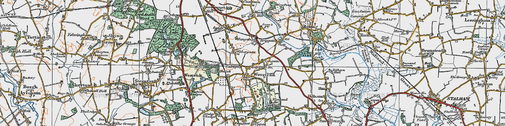 Old map of Worstead in 1922