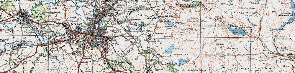 Old map of Worsthorne in 1924