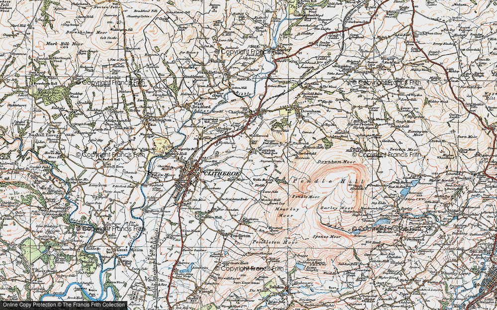 Old Map of Historic Map covering Worsaw End Ho in 1924