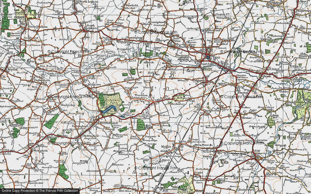 Old Map of Wortham, 1920 in 1920
