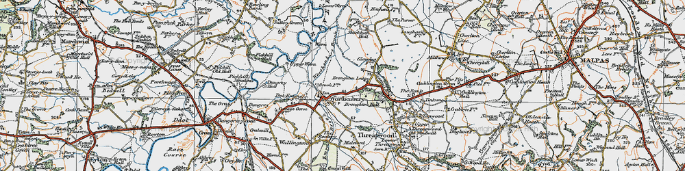 Old map of Worthenbury in 1921