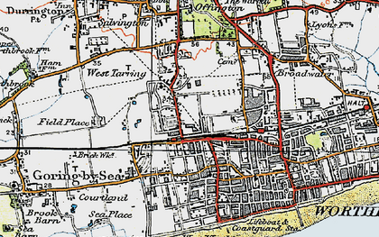 Old map of Worthing in 1920