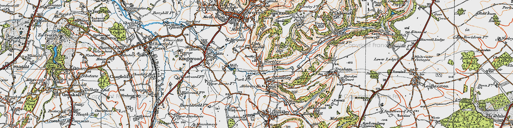 Old map of Wortley in 1919