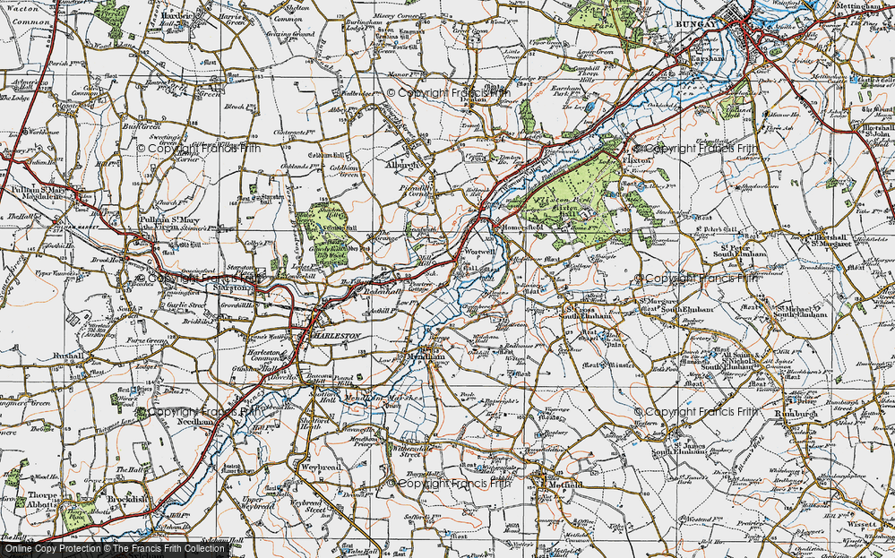 Old Map of Wortwell, 1921 in 1921