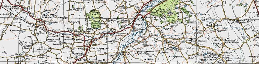 Old map of Wortwell in 1921