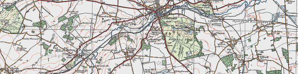 Old map of Burghley Park in 1922