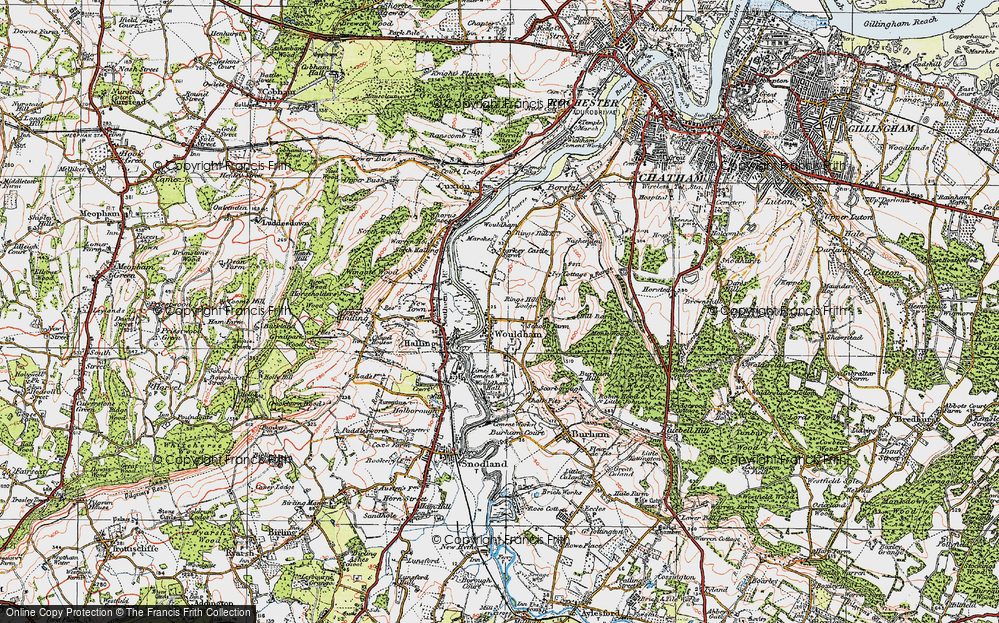 Old Map of Wouldham, 1921 in 1921