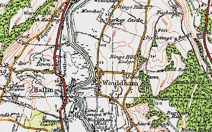 Old map of Wouldham in 1921