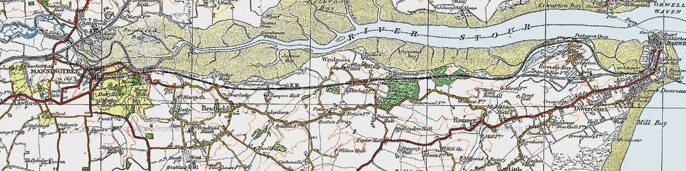 Old map of Wrabness in 1921