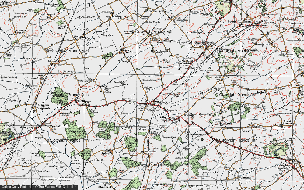 Old Map of Wragby, 1923 in 1923