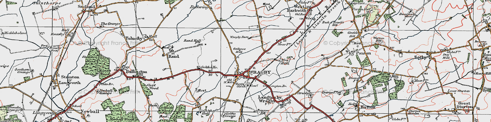 Old map of Wragby in 1923
