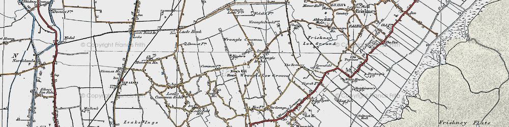 Old map of Wrangle Common in 1922