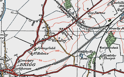 Old map of Wrawby in 1923