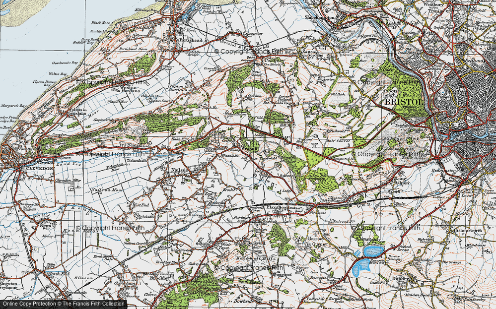Old Map of Historic Map covering Wraxall Ho in 1919