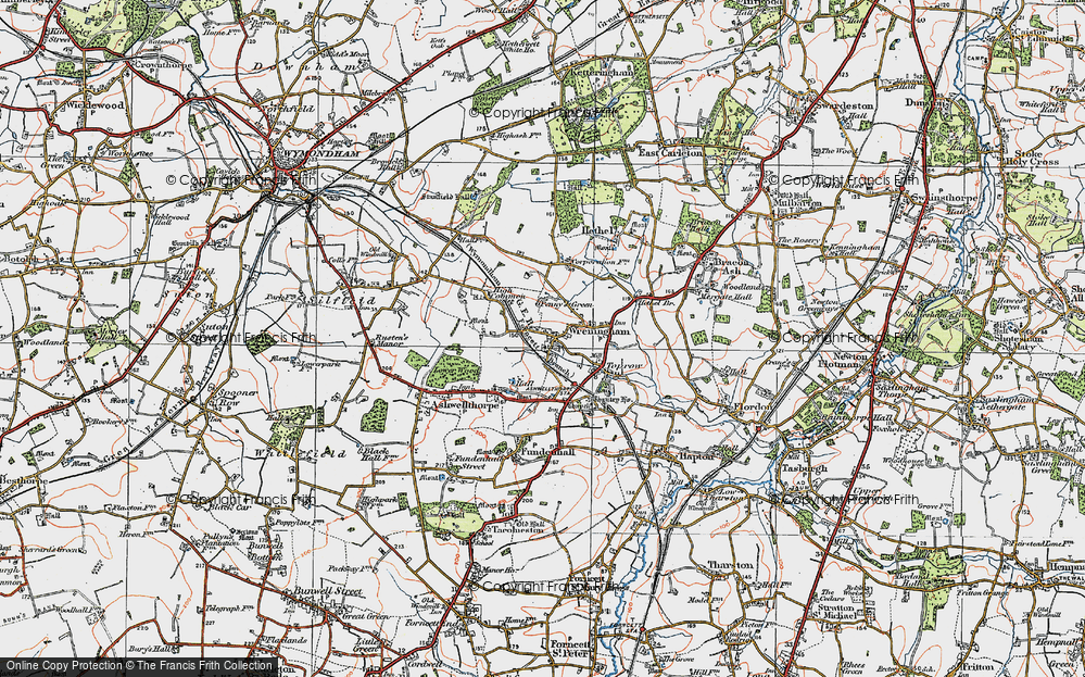 Old Map of Wreningham, 1922 in 1922
