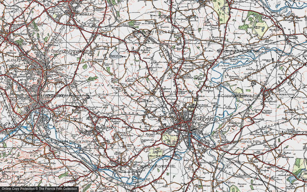 Old Map of Historic Map covering Balne Beck in 1925