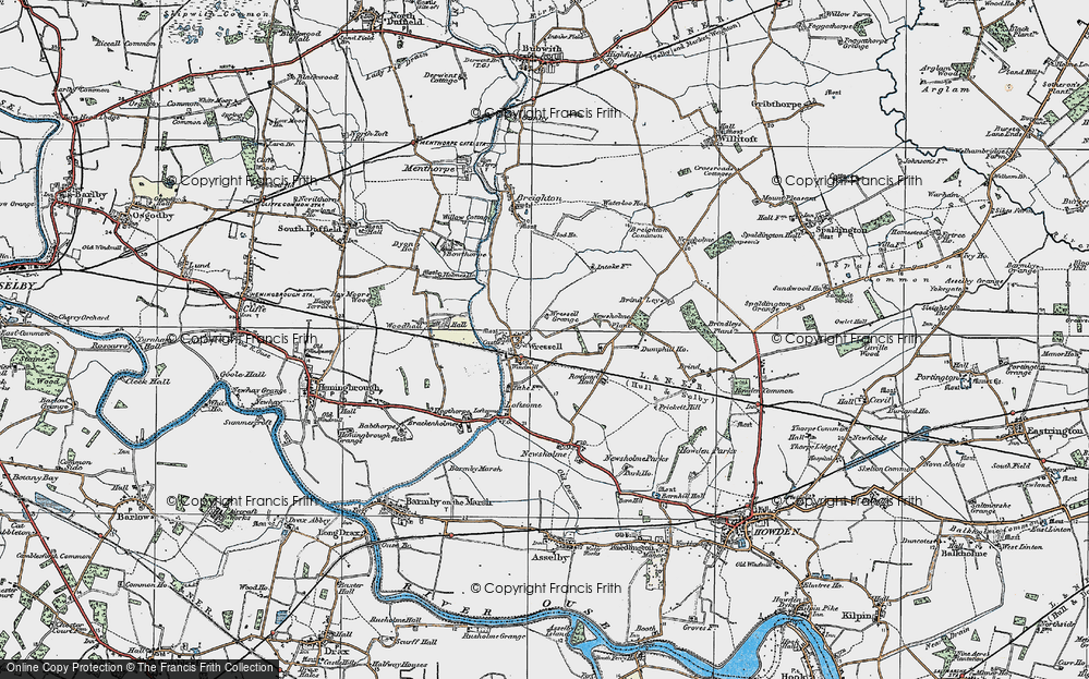 Old Map of Historic Map covering Wressle Grange in 1924