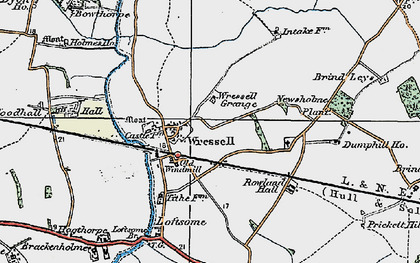 Old map of Wressle Grange in 1924
